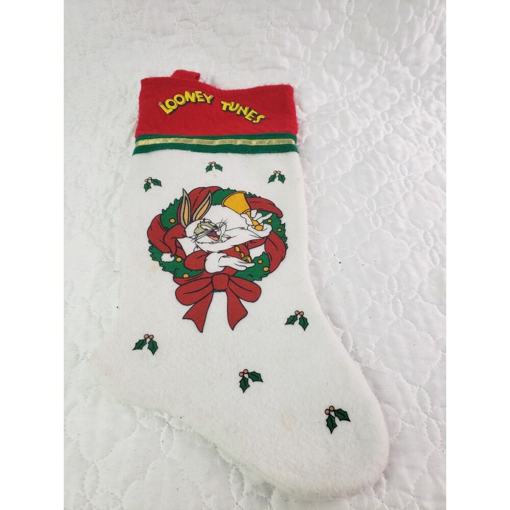 VTG Looney Tunes Bugs Bunny Sylvester Tweety Bird Christmas Stocking Warner Bros - Picture 7 of 10